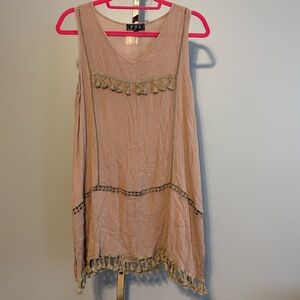 Pol Women's‎ Tank Tunic Blouse With Tassles Small Brown New